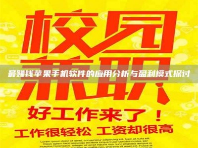 怒江最赚钱苹果手机软件的应用分析与盈利模式探讨